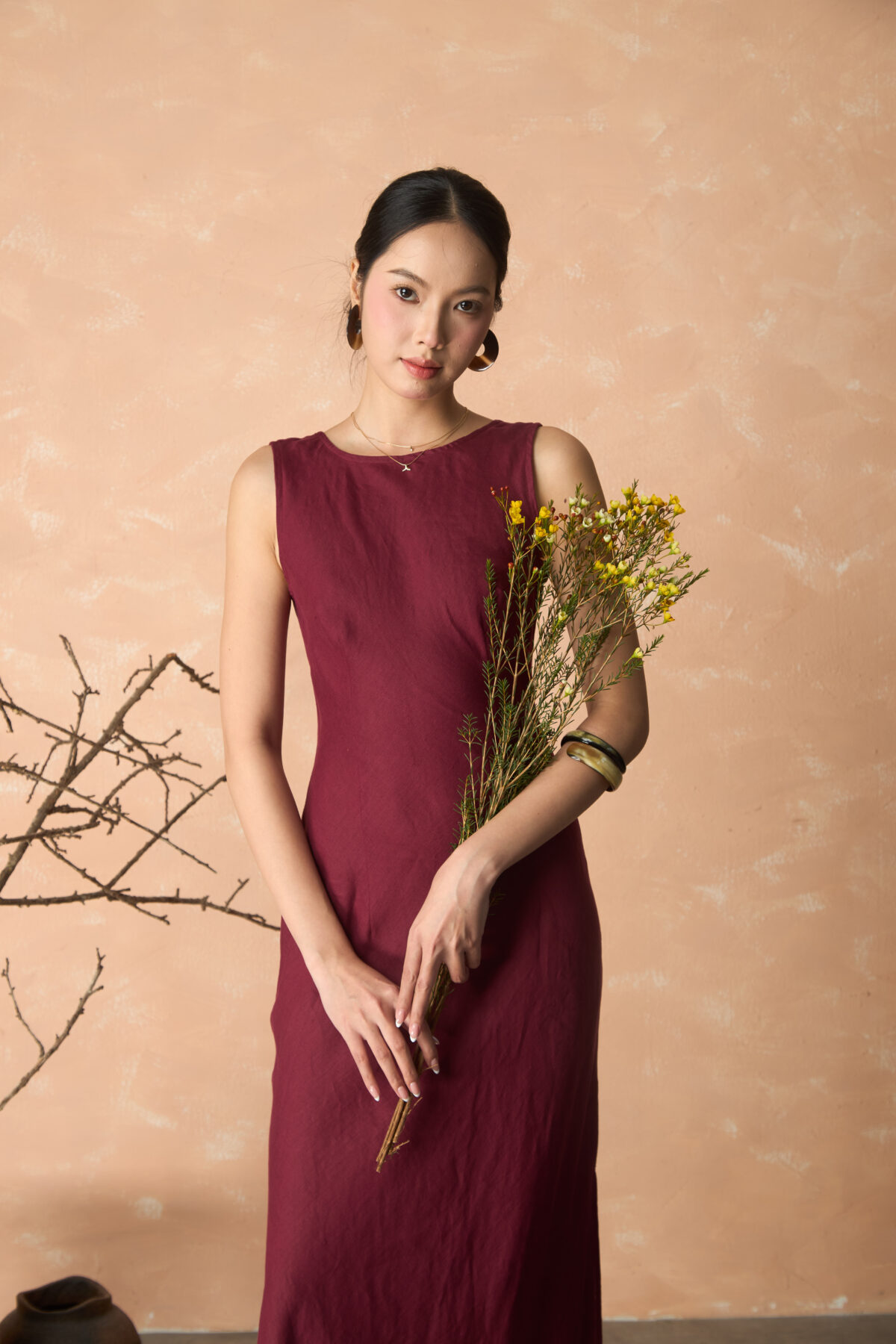 Lunéa dress | Linen | Burgundy