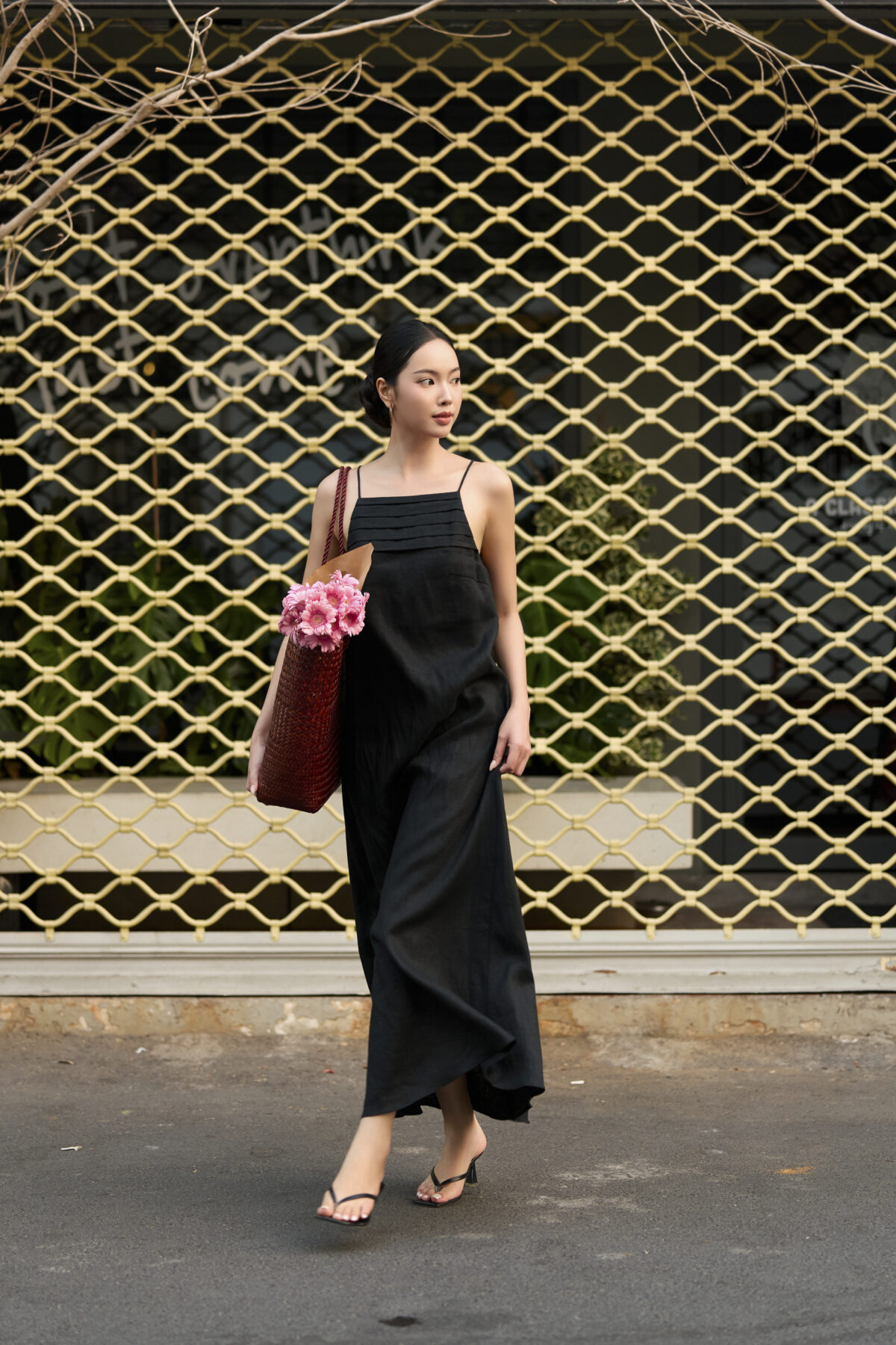 Sophie | Pleated maxi dress | Linen